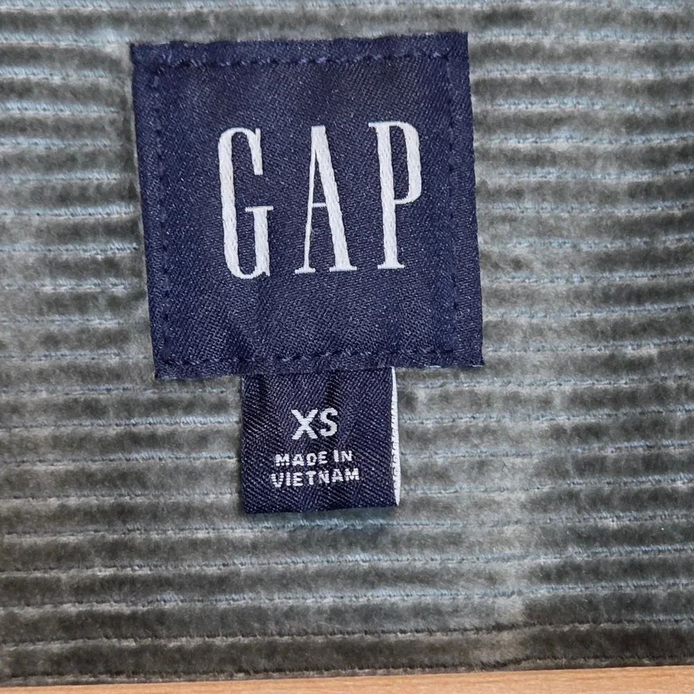 Gap Womens‎ Corduroy Shirt Dress Oversized Gray Green XS Soft Longline Pockets